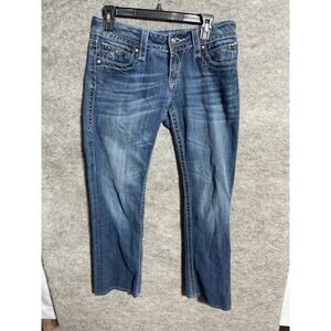 Rock Revival Womens 29 Noelle Easy Boot Studded Dark Wash Denim Blue